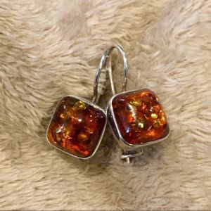 LORI BONN Amber 925 Sterling Silver Drop Earrings